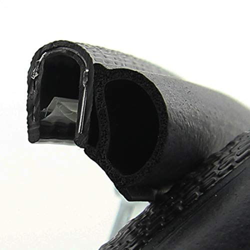 SMI-Dichtungsprofil DS12 für 1-4mm PVC mit Stahleinlage/EPDM Moosgummi selbstklemmend ohne Kleber - Kantenschutz mit Dichtung seitlich, Kantenschutzdichtprofil für Auto, Kofferraum (1 m)