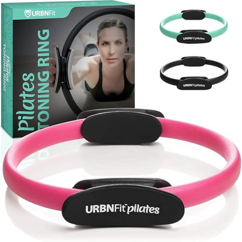 URBNFit Pilates Ring - 12 Magic Circle w/Dual Grip, Foam Pads for Inner Thigh Workout, Toning, Fitness & Pelvic Floor Exercise - Yoga Rings w/Bonus Exercise Guide
