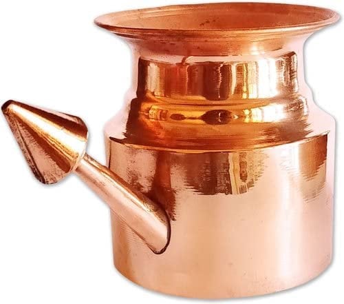 Pure 100% Copper Ayurveda JAL NETI Pot for Sinus, Nose Irrigation and Cleaning (Size 250 ML)