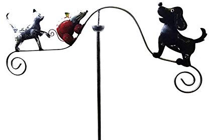 BWA Wind Spinner Windmill Garden Stake - Mouse, Cat and Dog