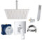 vanvilla Duschset mit Unterputz Armatur Grohe Eurocube Einhebelmischer und vanvilla Regenduschkopf eckig mit Deckenauslass, Dusch-SET G17 poliert