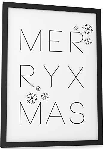 Papierschmiede® XMAS Poster, A4 (21x30 cm) Deko mit Spruch zu Weihnachten, Wohnzimmer Wanddeko, Schlafzimmer, Küche Dekoration ohne Rahmen, Merry XMAS