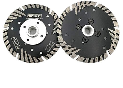 DT-DIATOOL Diamant Trennscheibe 2 Stücke 115 mm x M14 Turbo Sägeblatt mit Schutzzähne zum Schneiden Schleifen Granit Marmor Beton Fliesen