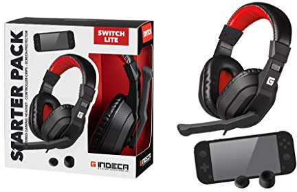 Pack Gaming Nintendo Switch Lite: headset + joycon grips + cristal | Cascos ergonómicos con sonido estéreo y micrófono | Fundas protectoras para joystick | Cristal templado protector de pantalla
