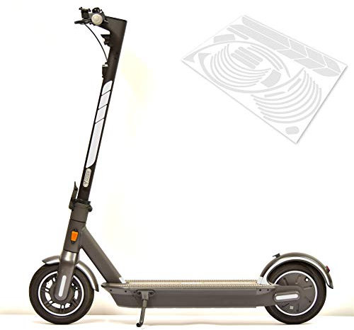 Aufkleber-Set (30-teilig) Sticker-Set auf 35x24cm Bogen geeignet für Segway Ninebot Max G30 E-Scooter - ACHTUNG nur für G30! (Weiss-Silber/Grau Reflektierend)