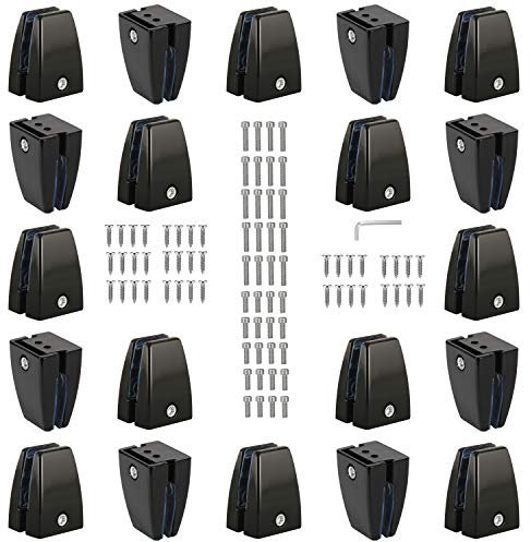 20 PCS Office Desk Partition Support Bracket,Desk Divider Clamp Brackets Shelf Clip Clamp Holder Screen Clip Holders,Desk Privacy Screen Clips Clamps Sneeze Guard Bracket Support 0-1/2 Panel (Black)