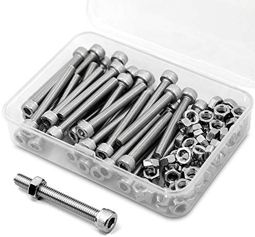 M5 * 50mm 40 piezas Caja de combinación de tuercas y pernos Allen 304 Pernos Allen de acero inoxidable