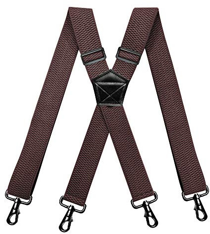 RIONA Herren Hosenträger Breit 3.8 cm mit 4 Karabinerhaken Lang Einheitsgröße für Männer und Damen Einstellbar und Elastisch X-Back Heavy Duty