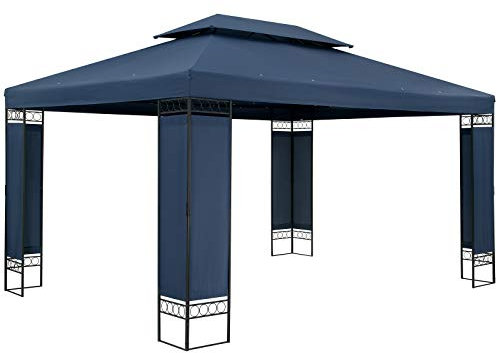 Casaria® Pavillon Elda 3x4m Metall Wasserabweisend UV-Schutz 50+ mit Seitenteile Stabil Gartenpavillon Luxus Modern Blau