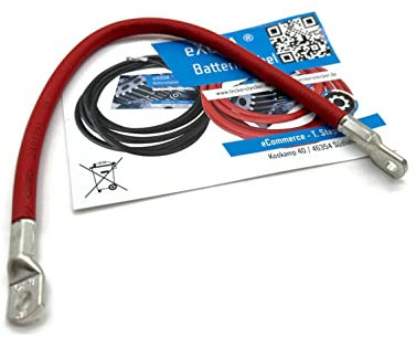 eXODA Cavo da batteria di 30cm Cavo di alimentazione da 25 mm² in rame con estremità ad anello M6