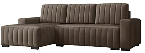 Mirjan24 Ecksofa mit Schlaffunktion und Bettkasten Hokok, Eckcouch für Wohnzimmer, Holzfüße, L-Form Sofa mit Bettfunktion, Wohnlandschaft (Manila 05, Seite: Links)