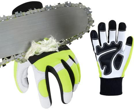 Vgo... 1Paar Kettensägenhandschuhe,12-Schicht Kettensägenschutz,Sicherheit Ziegenleder Arbeitshandschuhe,Mechanikerhandschuhe(GA9767CS)
