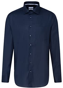 Seidensticker Herren Business-Hemd - Regular Fit - Bügelfrei- Kent-Kragen - Langarm - 100% Baumwolle Dunkelblau 39