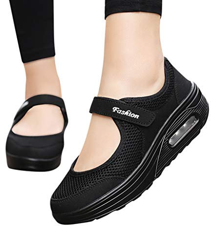 Laufschuhe Damen Weiße Sohle Walkingschuhe Luftkissen Mesh Atmungsaktiv Running Fitness Turnschuhe rutschfest Stoßfest Outdoors Freizeitschuhe Walkingschuhe Komfortabel Sommerschuhe