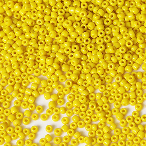 Bala&Fillic Gelb Farbe 3mm Perlen zum Auffädeln 3600Stücke/100Gramm,8/0 Glasperlen zur Herstellung Schmuck, Armbändern, Halsketten und Ohrringen (Gelb)