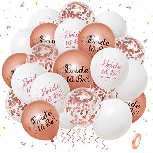 Bealif Hen Party Decoration Balloon Set 30Pcs, Hen Party Balloons, Rose Gold Bride to Be Balloons with Ribbons, Bride to Be Decorations, Hen Do Accessories for Hen Night Wedding Bridal Party