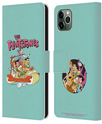 Head Case Designs Licenciado Oficialmente The Flintstones Family Gráficos Carcasa de Cuero Tipo Libro Compatible con Apple iPhone 11 Pro MAX
