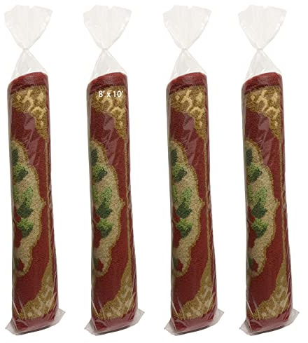 4 Pcs Plastic Rug Storage Bags with 10 Ties,Fits Rugs up to 8' x 10' Clear Carpet Shipping Bag, 4.5 Mil Heavy Duty Plastic Bag for Moving, Packing, Shipping and Storage,Protect Your Rug- No Vent Holes