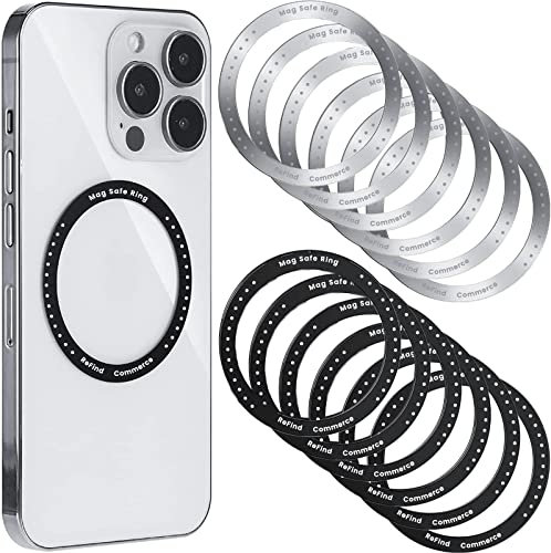 [6pcs] ReFind MagSafe Ring for Phone Conversion – MagSafe Converter for Wireless Charger and Wallet. Strong Sticker with 3M Adhesive for Android, iPhone, and Samsung (Black)