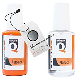 uniQum Autolack Stift + Klarlack im Vorteilsset für SEAT D GRAU/MONSUNGRAU/PIRINEOS GREY 0C Autolack Reparatur 2 x 30 ml