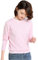 Pull pour femme à col rond en cachemire uni avec bas fin et manches longues, rose clair, M