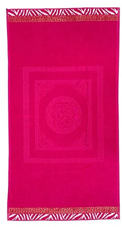 Strandtuch Pompeji Blau Griechisch Gold Frottee 100% Baumwolle Handtuch 90 x 160 cm Beach Towel (Fuchsie)