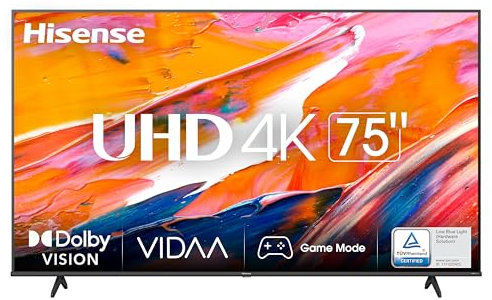 Hisense 75 UHD 4K 75A6K, Smart TV VIDAA U6, Dolby Vision, HDR 10+, Alexa, Tuner DVB-T2/S2 HEVC 10, Nero
