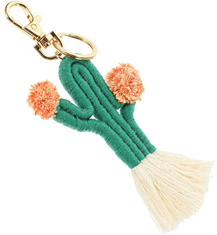 IWOWHERO Kaktus Schlüsselanhänger Mit Hummerverschluss Handgewebtes Boho Makramee Design Für Tasche Rucksack Und Schlüsselbund Organizer