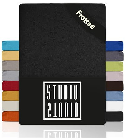 STUDIO Basic Frottee Spannbettlaken 180x200cm – weiches Frottee-Spannbetttuch aus 80 % Baumwolle & 20 % Polyester – Anthrazit – Öko-Tex Zertifiziert, bügelfrei & elastisch – für Matratzen 15–25cm