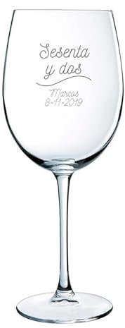 CALLE DEL REGALO Copas de vino de cristal personalizadas con texto, ideal para regalar (Copa de vino para cumpleaños (1 unidad))