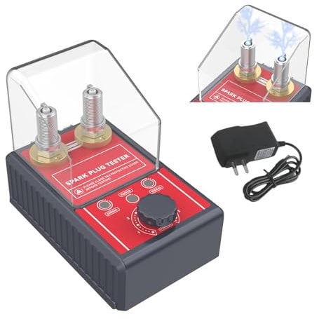 Tester per Candele Automobilistiche a Doppio Foro, BELEY Strumento Tester per Bobine di Accensione a Frequenza Regolabile 0-6000 giri/minuto & Coperchio Protettivo, per Auto e Moto a 12 V (Rosso)