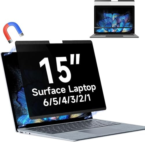Filtre de Confidentialité Magnétique pour 15 Pouces Microsoft Surface Laptop 6/5/4/3/2/1, Amovible Protection D'écran, Filtre Anti Lumiere Bleue, Ecran Anti Espion pour Ordinateur Surface 15