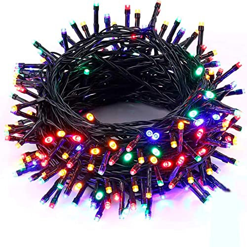 AC - Tira de 360 Luces Leds a Pilas - Apto para Interiores y Exteriores - Función de luz foja e Intermitente - 28,8 Metros - Multicolor.