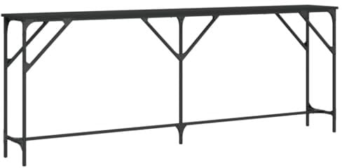 vidaXL Table Console, Table d’Appoint avec Pieds Réglables, Bout de Canapé, Meuble d'Entrée Salon, Industriel, Noir Bois d'Ingénierie