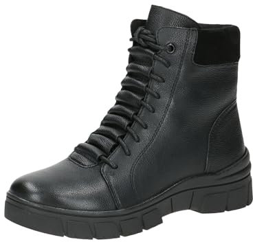 CAPRICE Damen Stiefeletten zum Schnüren aus Leder Wasserabweisend, Schwarz (Black Nappa), 36 EU