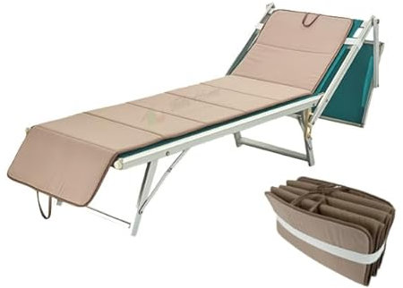Cuscino Imbottito per Sdraio Lettino Materassino Prendisole Pieghevole Cuscino Poltrona Sdraio Relax Trasportabile Salvaspazio Misura Maxi 52x200 cm Tortora Marrone