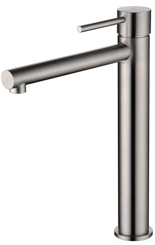 MICE - Grifo monomando para lavabo de caño alto de acero inoxidable S316 - Grifos para exterior de máxima calidad anticorrosión y alta resistencia - Grifos de baño para sobre encimera MOSCU BDK034-3