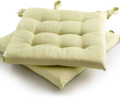 etérea 2er Set Sitzkissen Outdoor 40x40 mit Bändern - Stuhlkissen Minze für Gartenstuhl & Innenbereich - waschbare Sitzauflagen Gartenmöbel - 2 Stück Kissen 40x40 cm - Minze