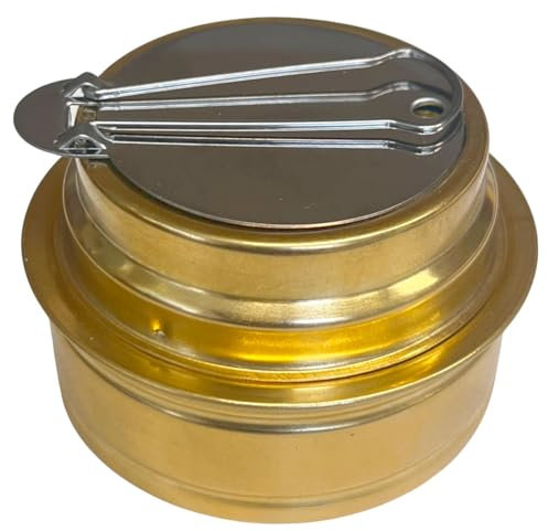 Buri Spiritusbrenner kompakter Alkoholbrenner Spiritus Kocher Dose H 52 x Ø 74 mm auslaufsicher mit Gummidichtung Zubehör für Campingkocher Sturmkocher