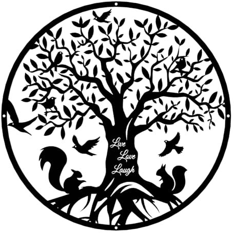 LIUCONGBD Metal Wall Decor,Garden Wall Art Sculpture, Coastal Wall Hanging Ornament for Indoor or Outdoor Garden Patio Bathroom Living Room, Gifts for Children Friends (Tree of Life)