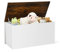 DREAMADE Spielzeugtruhe 90x45x45,5cm, Aufbewahrungsbox Spielzeugkiste mit Klappdeckel & Pneumatikstange & Sicherheitsscharniere für Kinderzimmer, Schlafzimmer, Wohnzimmer, Tragkraft 90KG (Weiß+Braun)