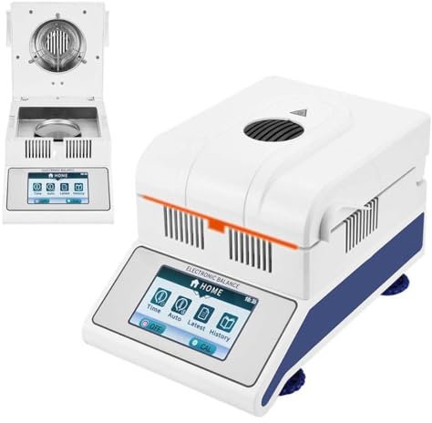 Halogen-Feuchtigkeitsanalysator, 0,02% Ablesbarkeit, Touchscreen, 2 Trocknungsmodi, für Gummi/Tee/Getreide-Tests und Analysen | Intelligenter Betrieb und hocheffiziente Heizung