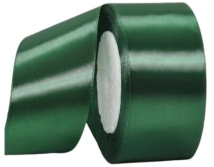 Dunkelgrün Satinband 40mm,Geschenkband Satinband 22 Meter Polyesterband, Dunkelgrün Schleifenband für Geschenkverpackung,Dekoration,Hochzeit,Weihnachten,Bastelarbeiten,und Geschenkverpackung