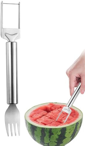 Water Cutter - 2 in 1 Water Fork Slicer | Stainless Steel Water Slicer Cutter with Fruit Fork | Double Head Water Cube Cutter Water Cutting Tool for Camping Kitchen