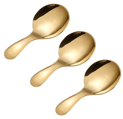 Stainless Steel Teaspoons,3 PCS Short Handle Spoons Mirror Polishing Cutlery Spoons Mini Sugar Spice Spoon Stirring Spoon for Condiments Dessert Tea Coffee