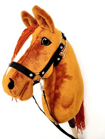Hobby Horse Hobbypferd groß A3 (Pferd auf einem Stock) komplett mit Geschirr wie auf dem Foto (Ingwer)