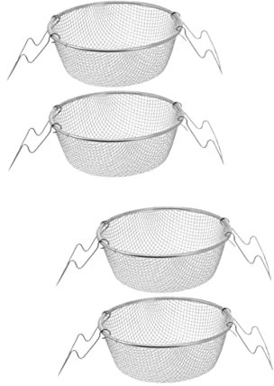 PRETYZOOM 4 Stück Frittierkorb aus Edelstahl Frittierkorb für Snacks Taco-Friteusenkorb Mini-Sieb Pommes frittes Frittierkorb mit rundem Griff Pommesfritteusenkorb Rostfreier Stahl Silver