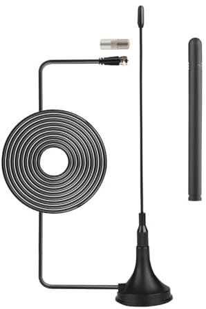Vecys Antenna DVB-T HDTV 5 dBi VHF UHF Mini antenna TV con Base Magnetica 50 Miglia Antenna TV Interna Amplificata per Digitale Cavo Coassiale RG174 3m/9.84ft per Dispositivi DVD DVB-T