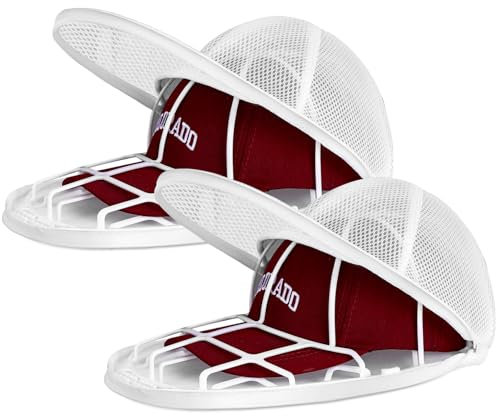 Hutwaschkäfig, Baseballkappen-Reiniger mit Schutzrahmen und Netzbeutel für Waschmaschine und Spülmaschine, flache und gebogene Hüte, 2 Stück