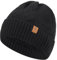 BARFULKER Mütze Herren Damen Winter Beanie Mütze Warme Gefüttert Wintermütze Thermo Dehnbare Strickmützen Bequem Wollmütze Winddichte Laufmützen Cuffed Hats für Frauen Männer Unisex,Schwarz